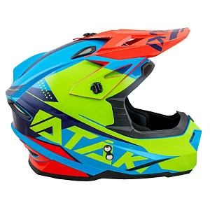Шлем кроссовый ATAKI JK801 Splash (красн/син/кисл зел глянц, S)