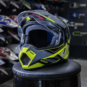 Шлем мотард ATAKI JK802 Valor (кисл желт/сер глянц, S)