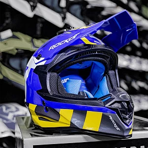 Шлем кроссовый ROCKOT RM-217 Stunt (бел/син/желт глянц, XS)